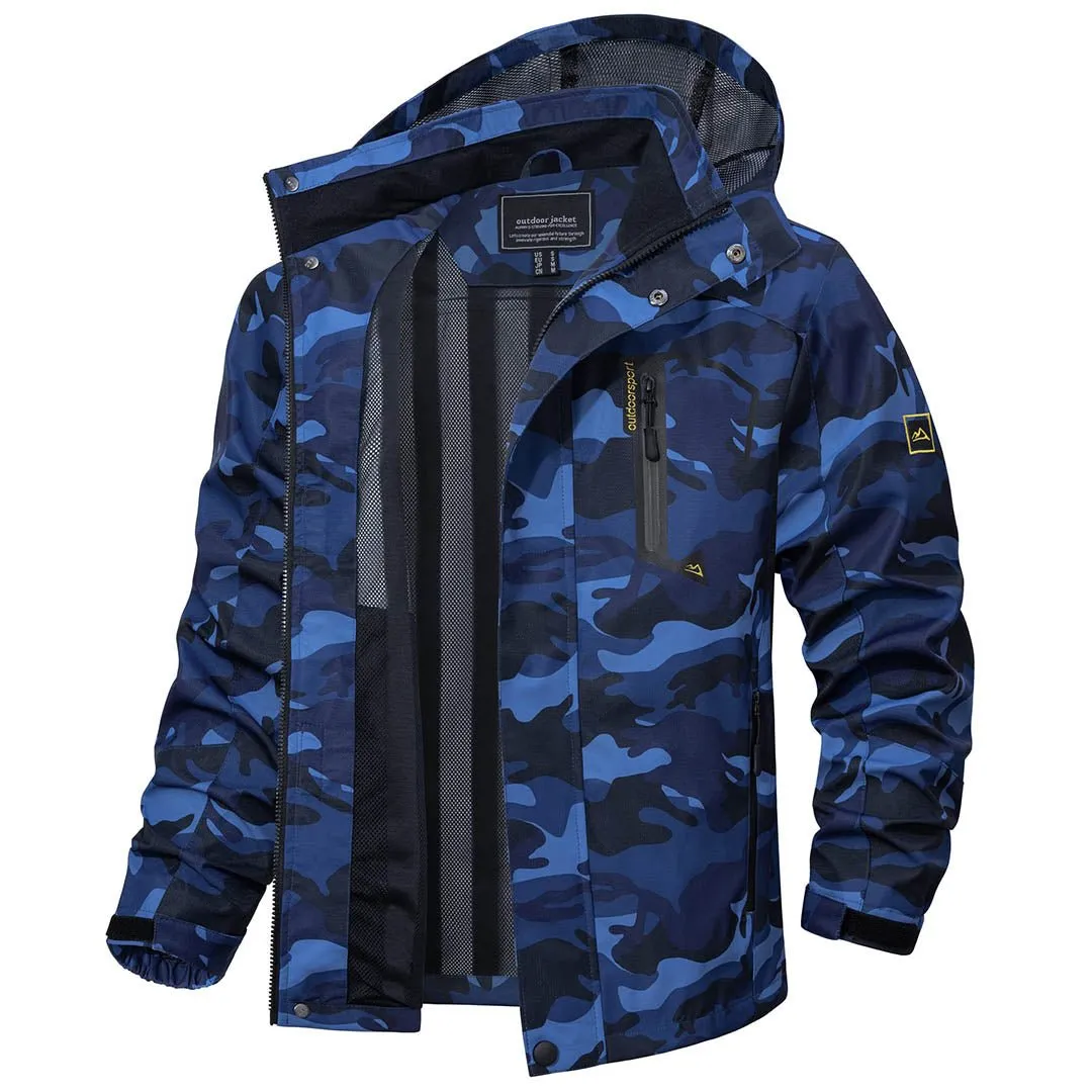 Men's Lightweight Waterproof Windproof Outdoor Hiking Jacket with Zipped Pockets