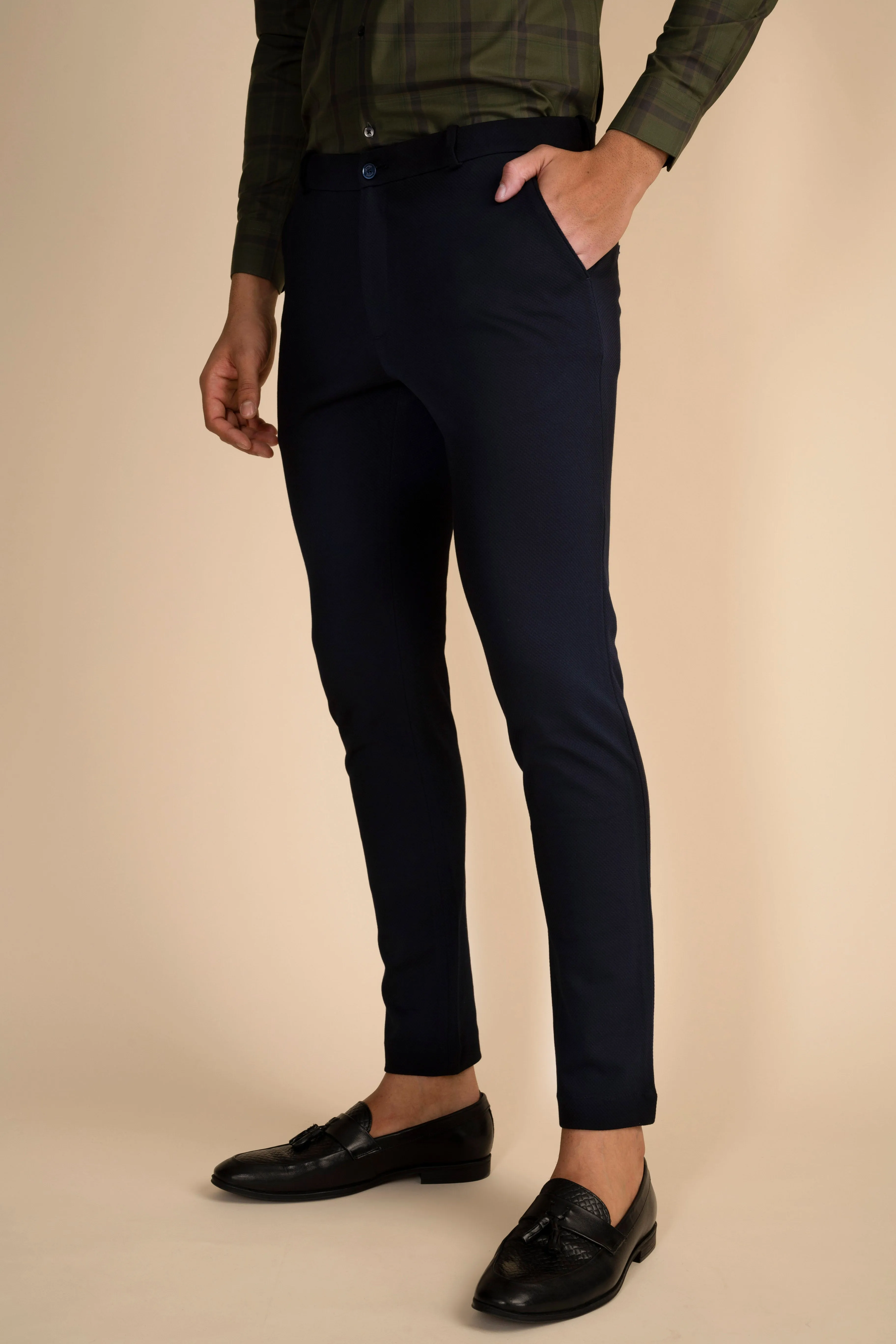 Navy 4 Way Stretch Panda Pants