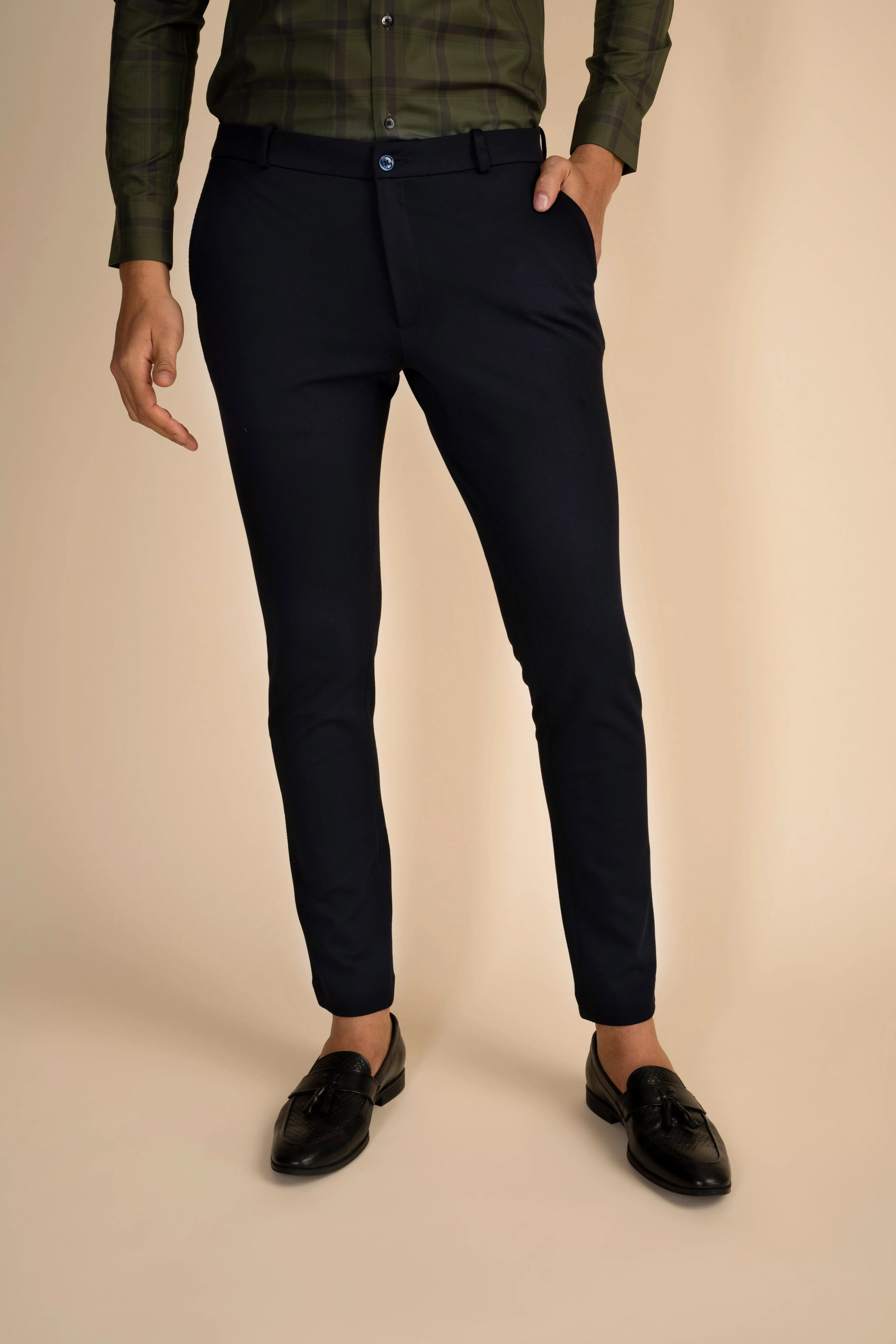 Navy 4 Way Stretch Panda Pants