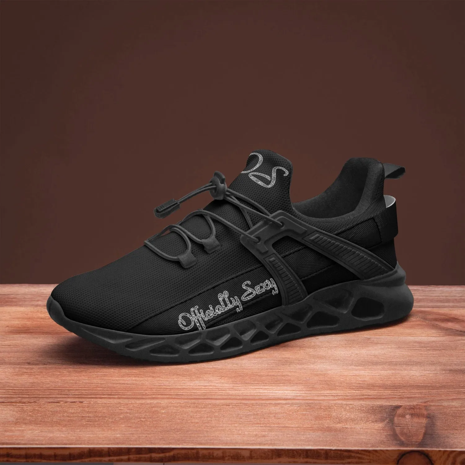 Officially Sexy Snow Leopard Collection Black Unisex Mesh Running Shoes