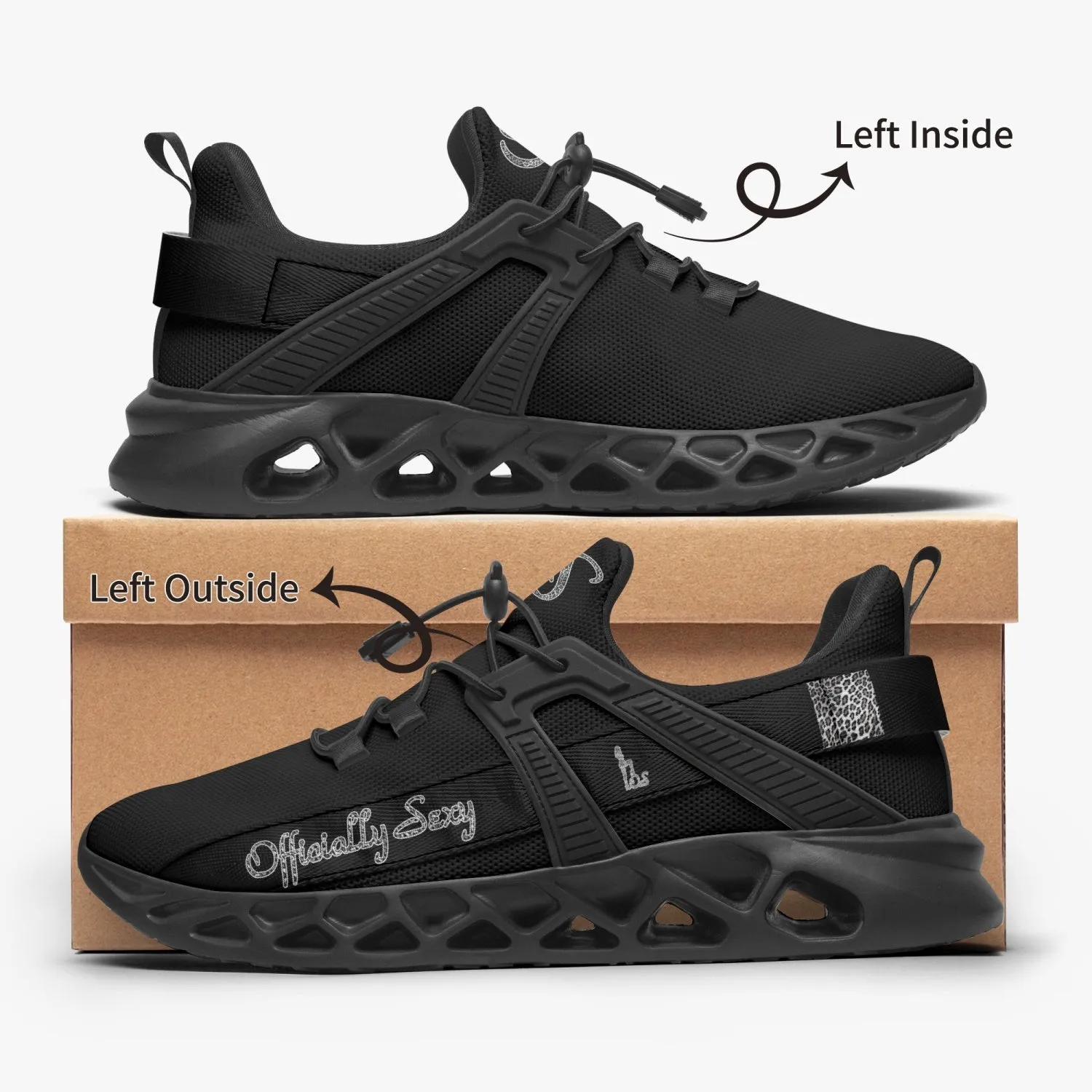 Officially Sexy Snow Leopard Collection Black Unisex Mesh Running Shoes