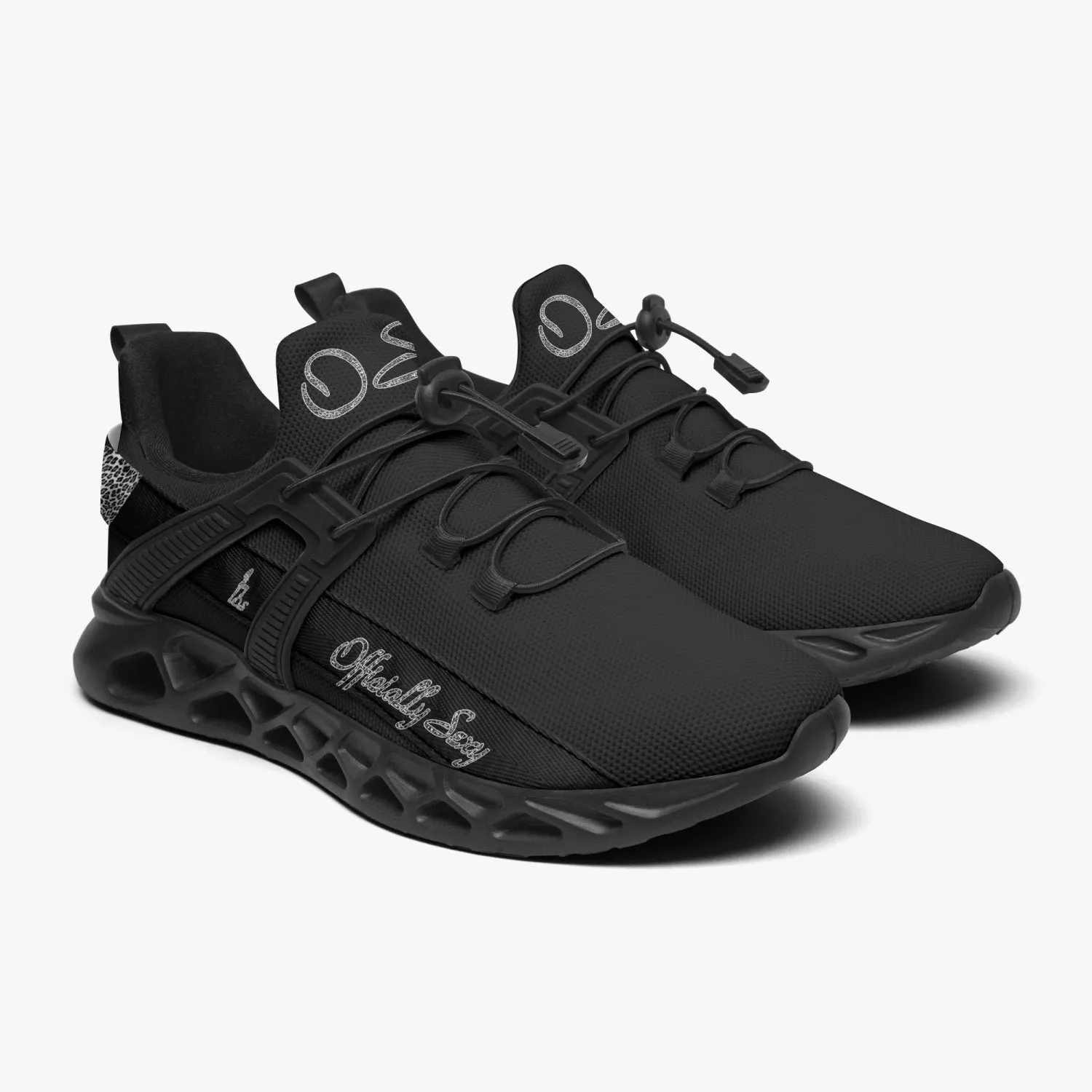 Officially Sexy Snow Leopard Collection Black Unisex Mesh Running Shoes