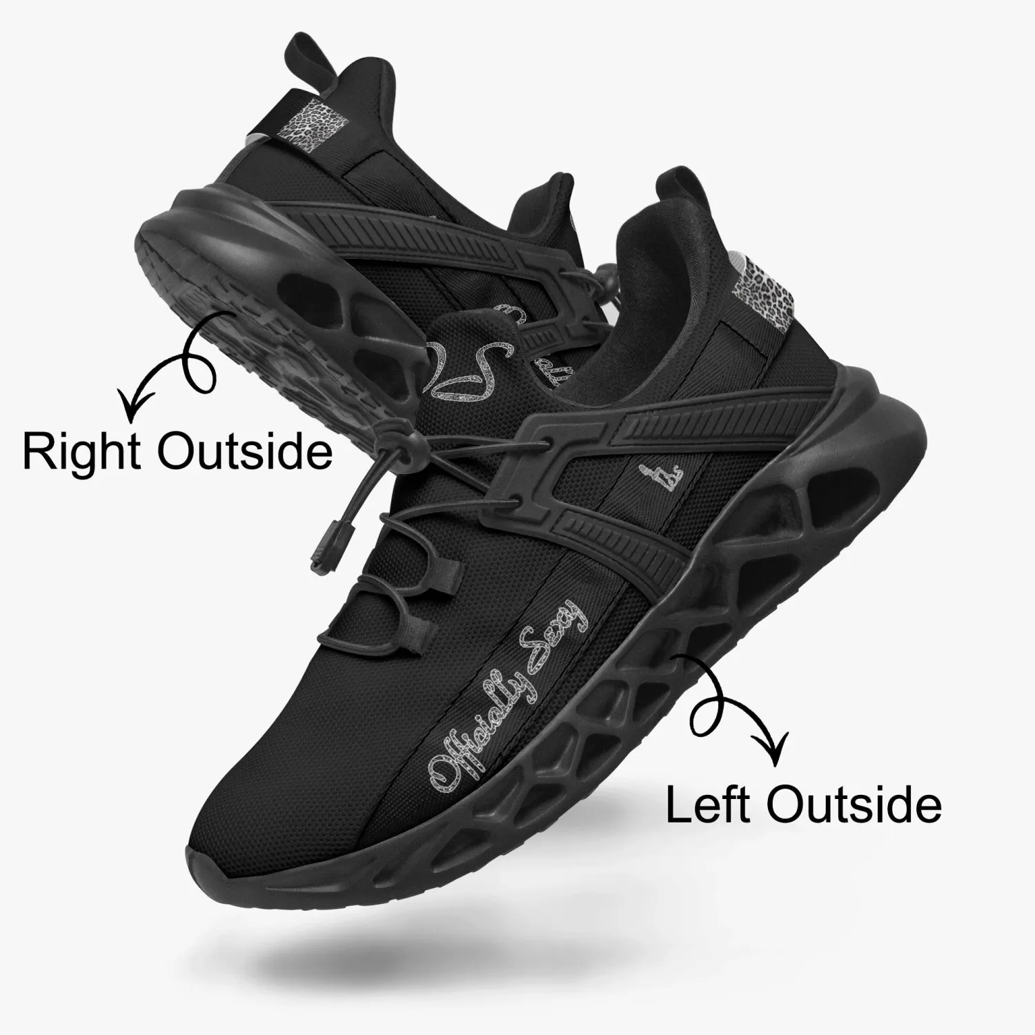 Officially Sexy Snow Leopard Collection Black Unisex Mesh Running Shoes