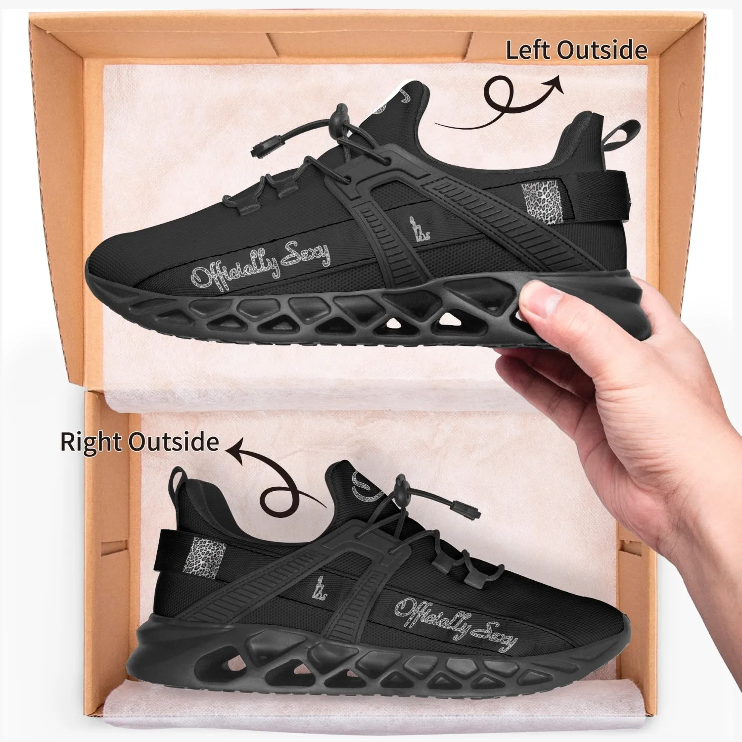Officially Sexy Snow Leopard Collection Black Unisex Mesh Running Shoes