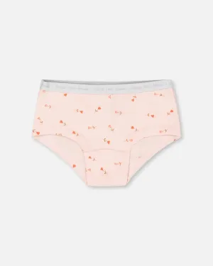 Organic Cotton Boyshort Pantie Pink Printed Flowers
