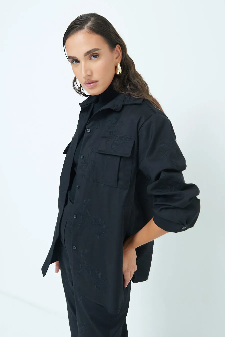 Oversized utility shirt jacket wholesale