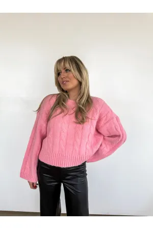 Pink Cable Knit Sweater