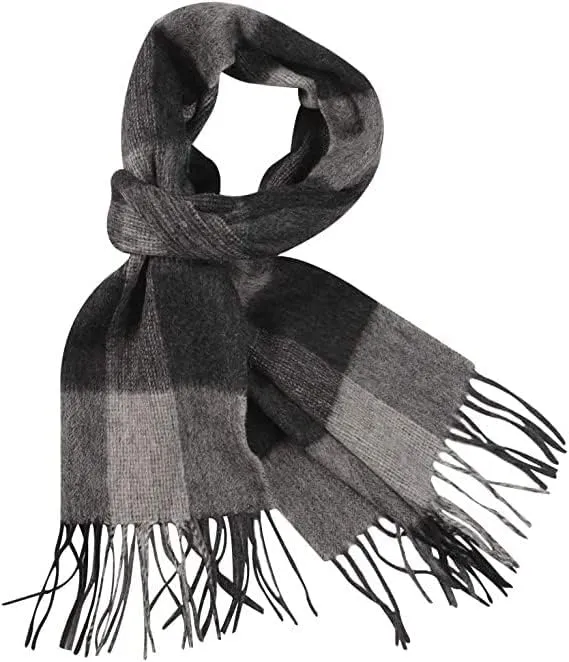 Pure Wool Scarves For men women, Pashmina Tartan Scarf,Cold Weather Scarf, Vertical Stripe Knit Winter Scarf