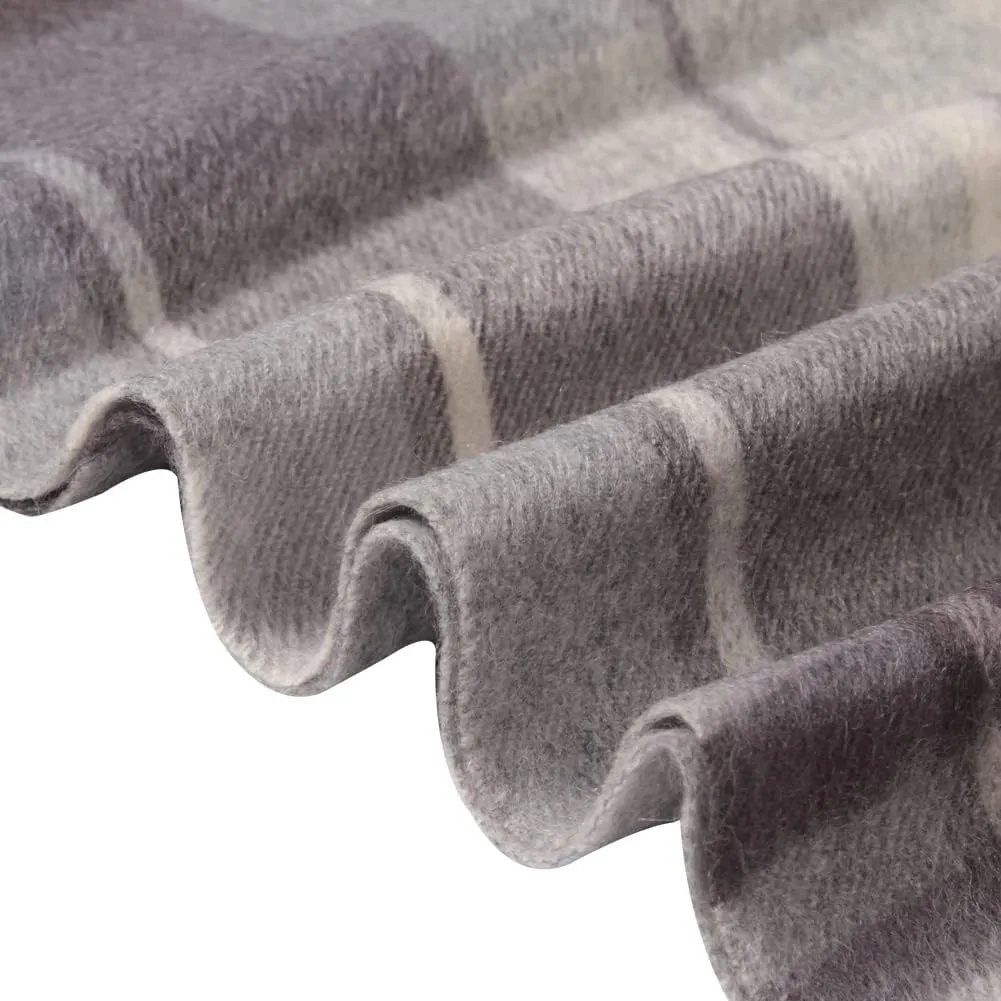 Pure Wool Scarves For men women, Pashmina Tartan Scarf,Cold Weather Scarf, Vertical Stripe Knit Winter Scarf