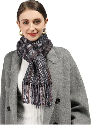 Pure Wool Scarves For men women, Pashmina Tartan Scarf,Cold Weather Scarf, Vertical Stripe Knit Winter Scarf