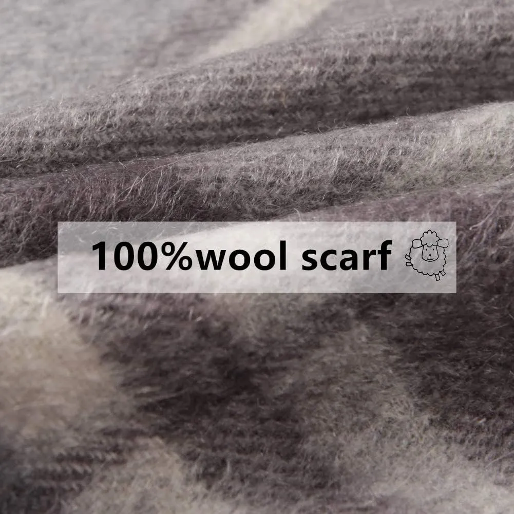 Pure Wool Scarves For men women, Pashmina Tartan Scarf,Cold Weather Scarf, Vertical Stripe Knit Winter Scarf