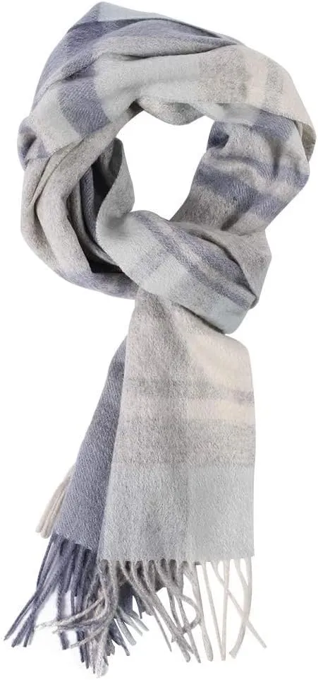 Pure Wool Scarves For men women, Pashmina Tartan Scarf,Cold Weather Scarf, Vertical Stripe Knit Winter Scarf