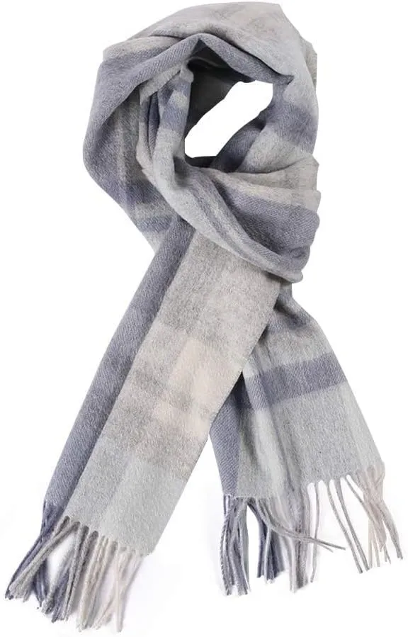 Pure Wool Scarves For men women, Pashmina Tartan Scarf,Cold Weather Scarf, Vertical Stripe Knit Winter Scarf