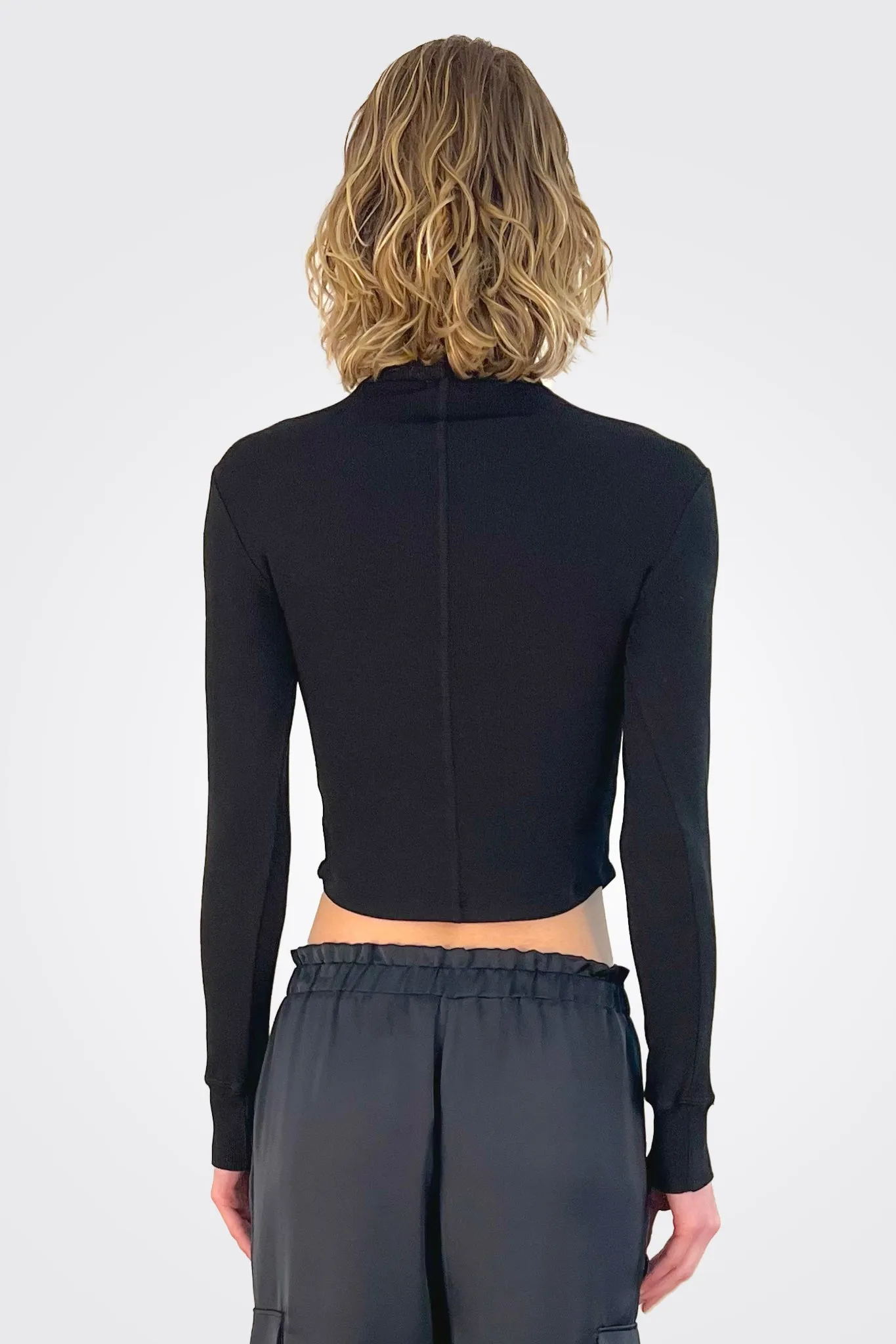 Ronnie Crop Turtleneck Top - Black