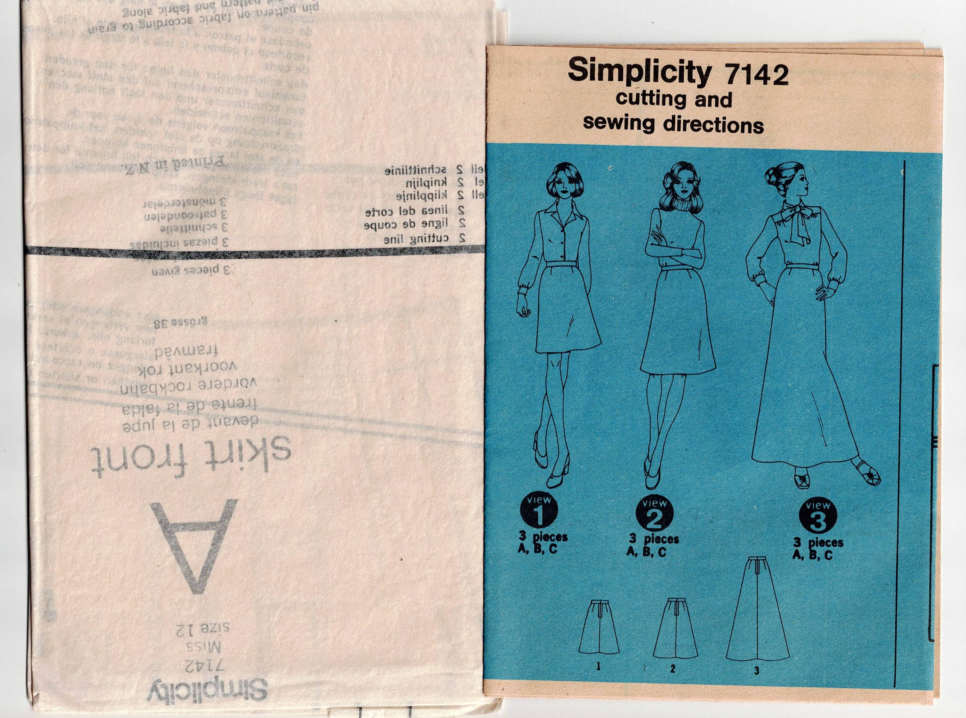 Simplicity 7142 Womens Classic A Line Mini Midi Maxi Skirts 1970s Vintage Sewing Pattern Size 12 or 18 & 20