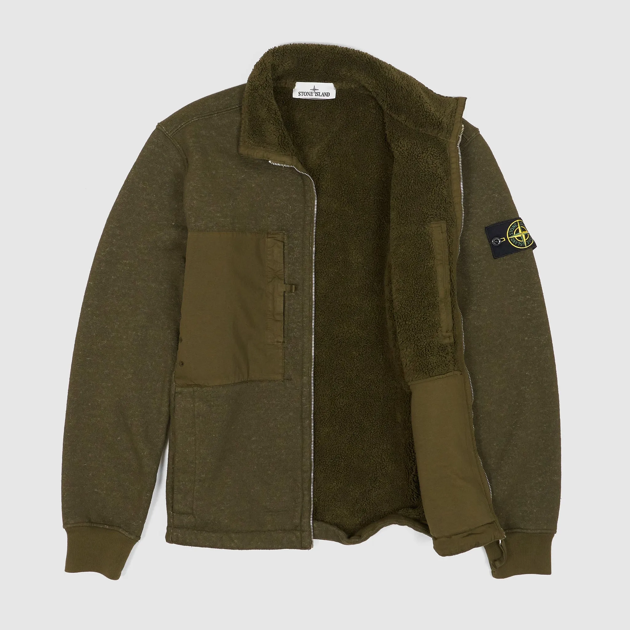 Stone Island Cotton Blend Pile-Fleece Cardigan Jacket