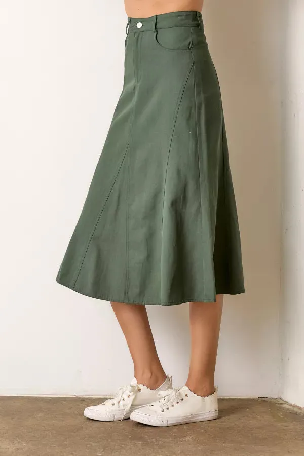 The Aubrey A-Line Maxi Skirt in Hunter Green