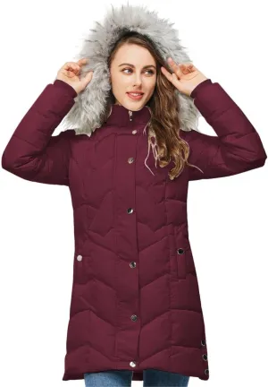 TRATENBY Women's Winter Long Puffer Coats Warm Jackets Parka With hood Waterproof