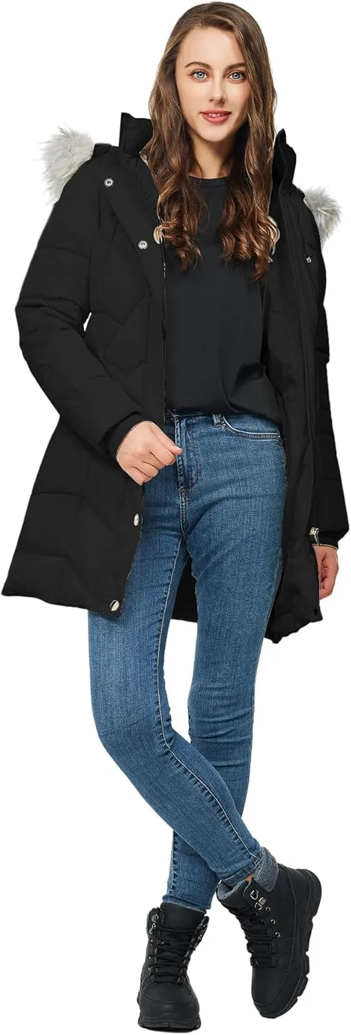 TRATENBY Women's Winter Long Puffer Coats Warm Jackets Parka With hood Waterproof