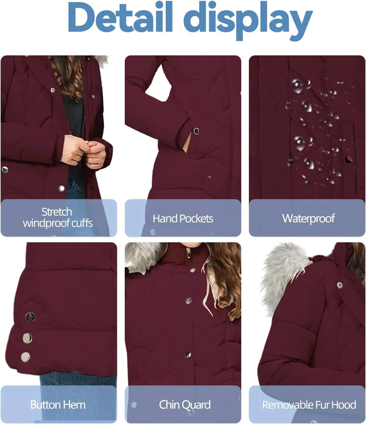 TRATENBY Women's Winter Long Puffer Coats Warm Jackets Parka With hood Waterproof