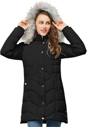 TRATENBY Women's Winter Long Puffer Coats Warm Jackets Parka With hood Waterproof