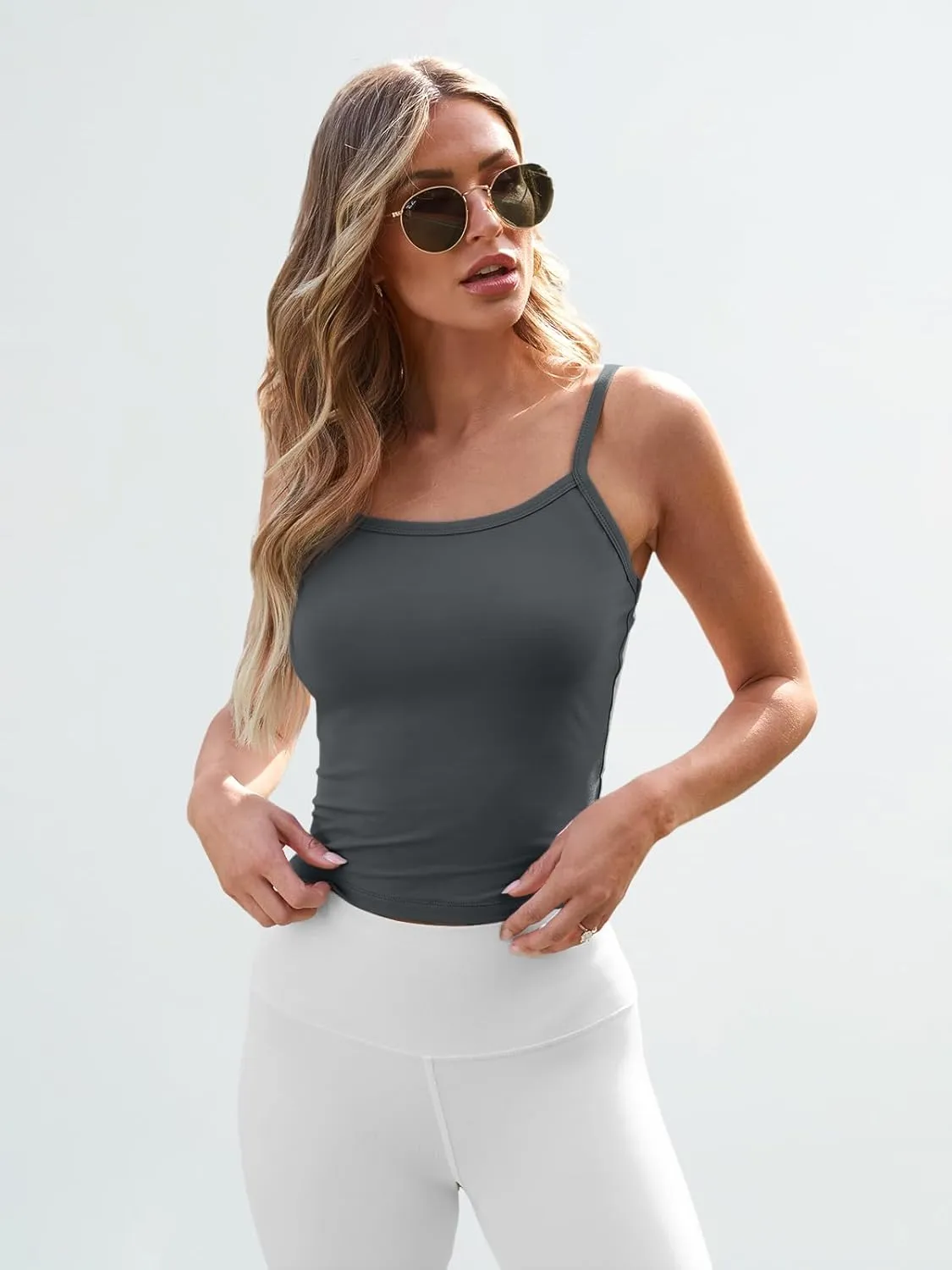 Trendy Queen Womens Spaghetti Strap Tank Tops Adjustable Cute Camisole Going Out Crop Tops Summer Clothes