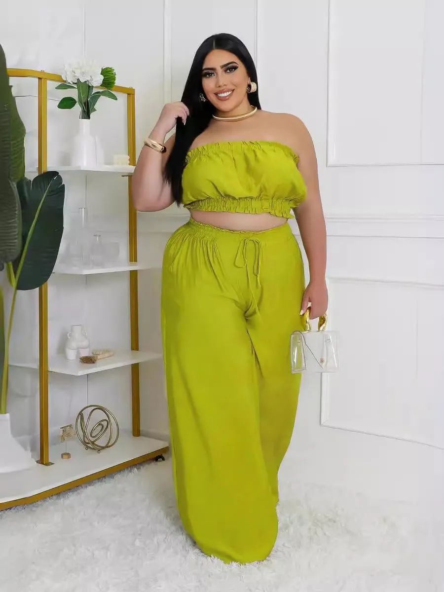 Two Piece Sets for Women Summer Outfits Crop Tops and Wide Leg Pants Sets Sexy Jumpsuits Vacation Outfits with Pockets