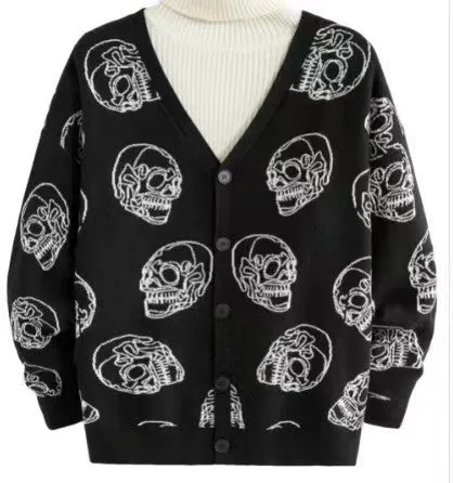 Unisex Halloween Skeleton Knitted Cardigan Sweater