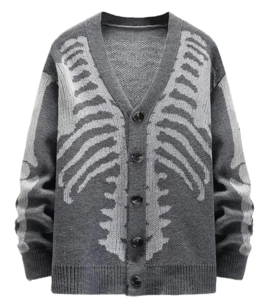 Unisex Halloween Skeleton Knitted Cardigan Sweater
