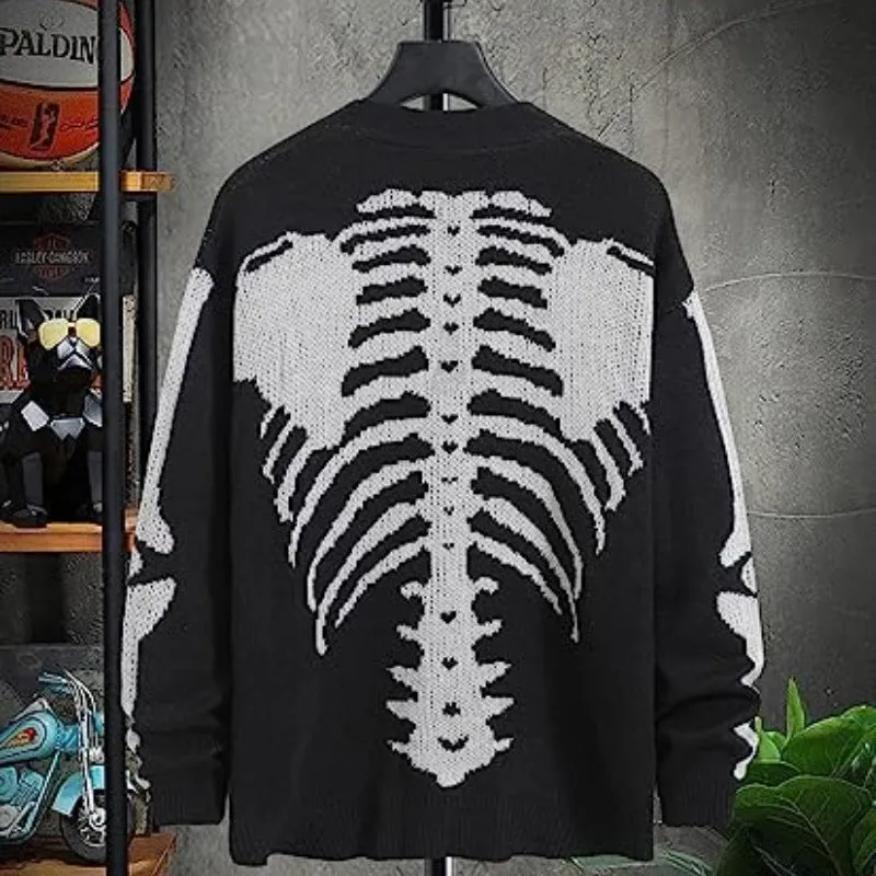 Unisex Halloween Skeleton Knitted Cardigan Sweater