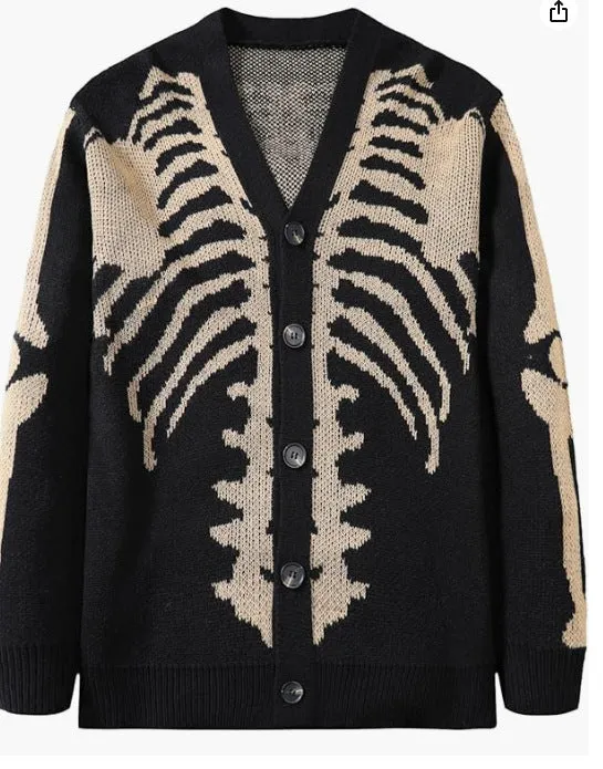 Unisex Halloween Skeleton Knitted Cardigan Sweater