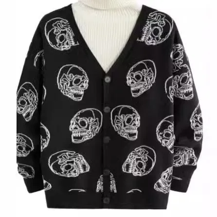 Unisex Halloween Skeleton Knitted Cardigan Sweater