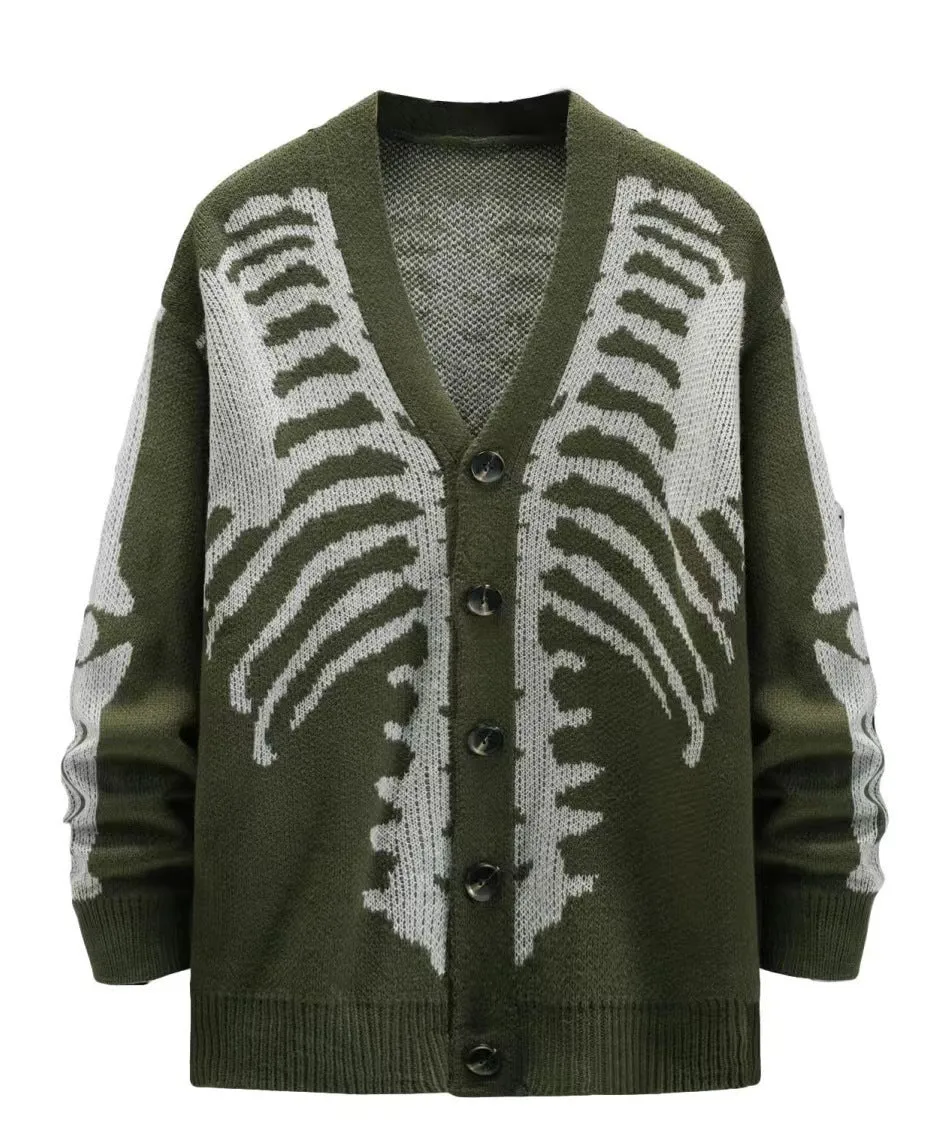 Unisex Halloween Skeleton Knitted Cardigan Sweater