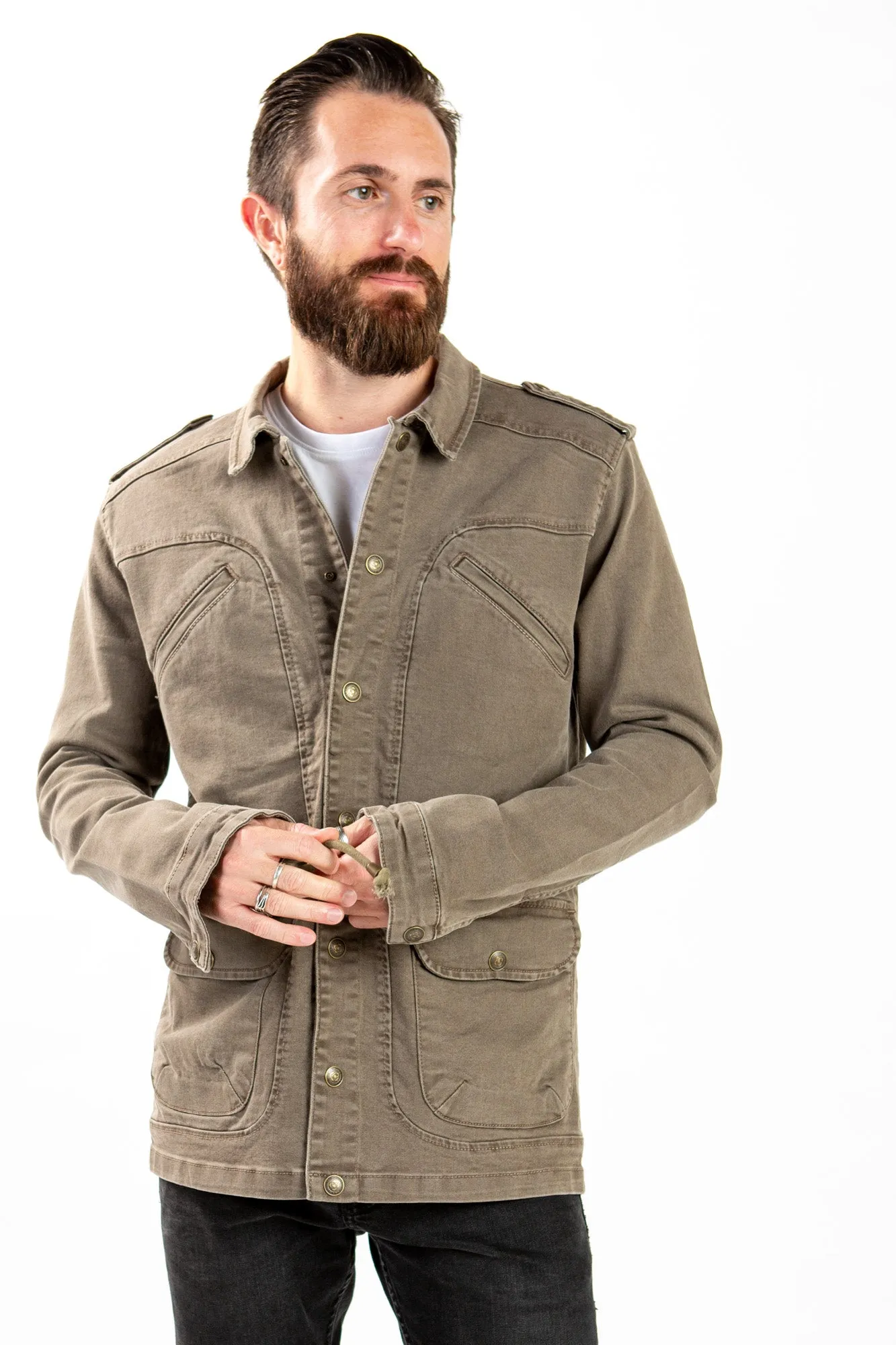 Utility Denim Jacket - Taupe