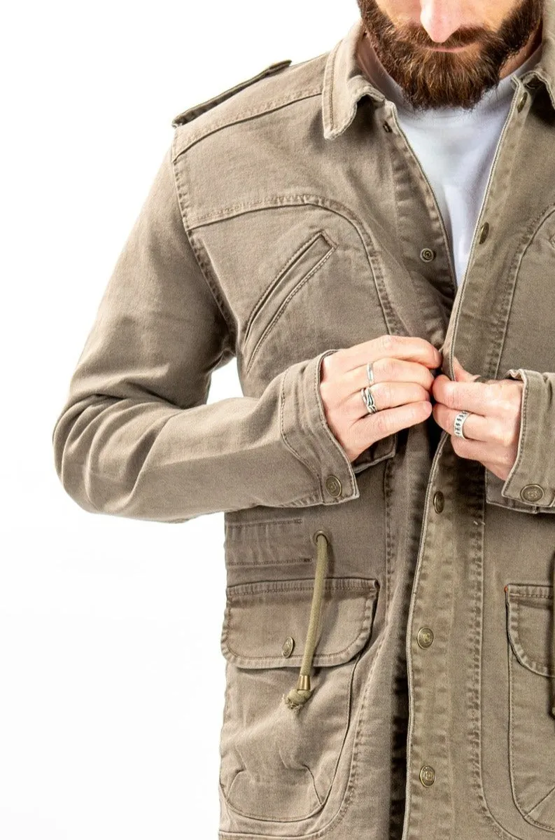 Utility Denim Jacket - Taupe
