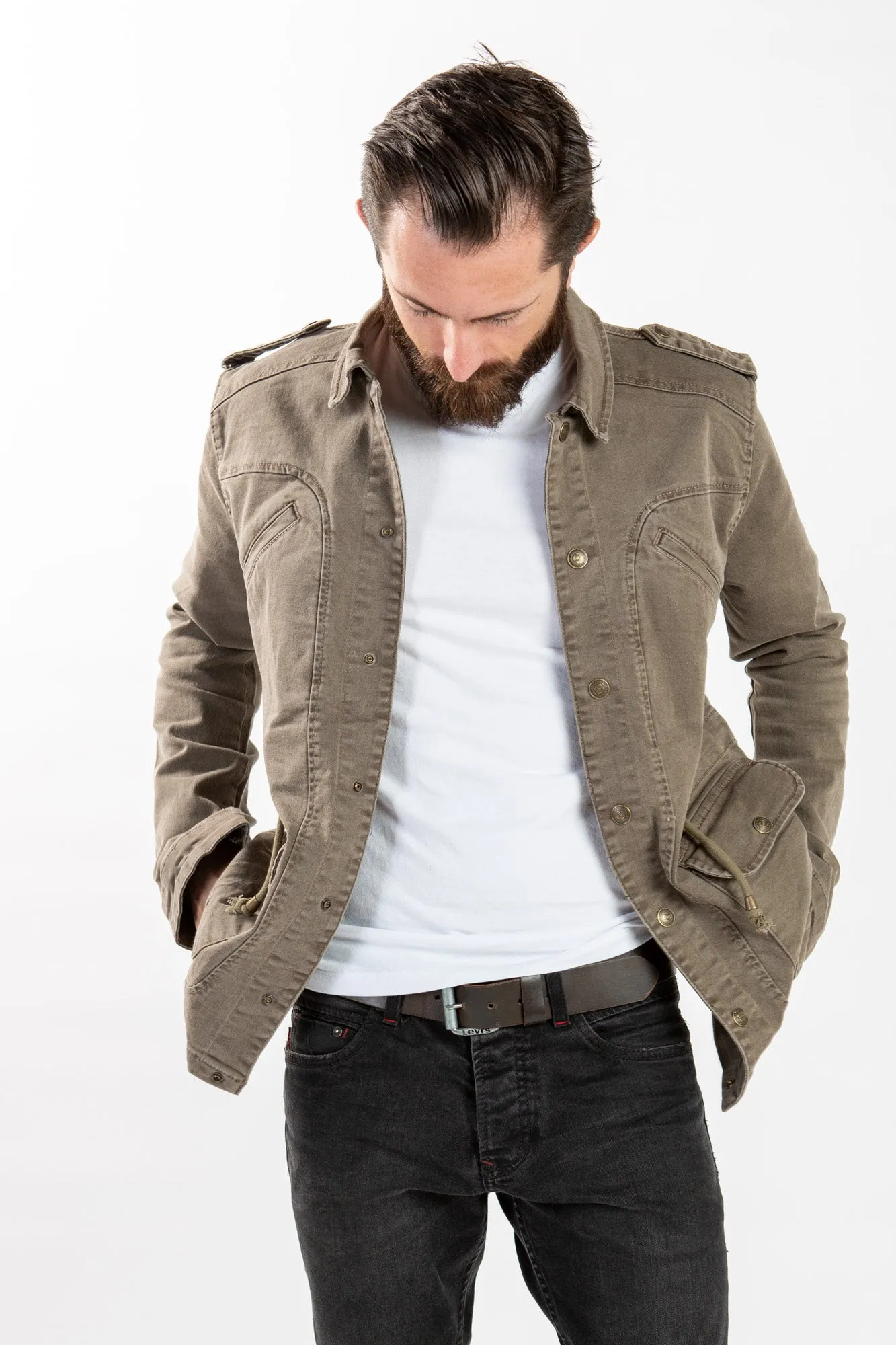 Utility Denim Jacket - Taupe