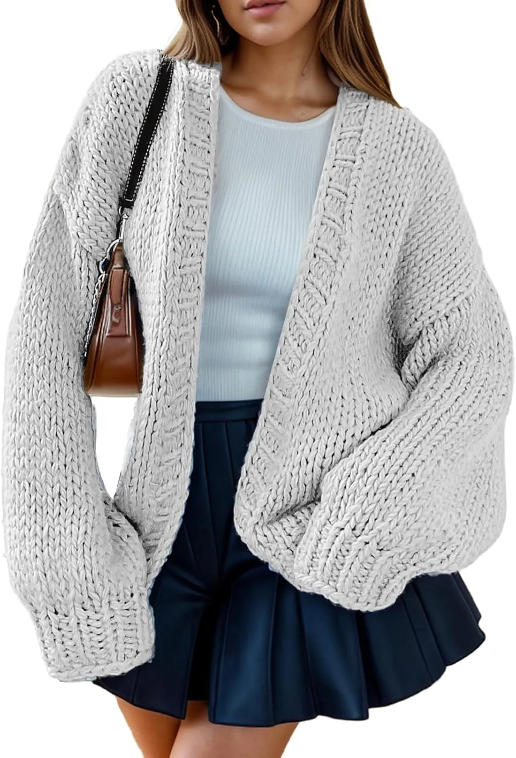 Women's Oversized Open Front Chunky Cardigans Sweaters Long Sleeve Knitted Jackets Tops