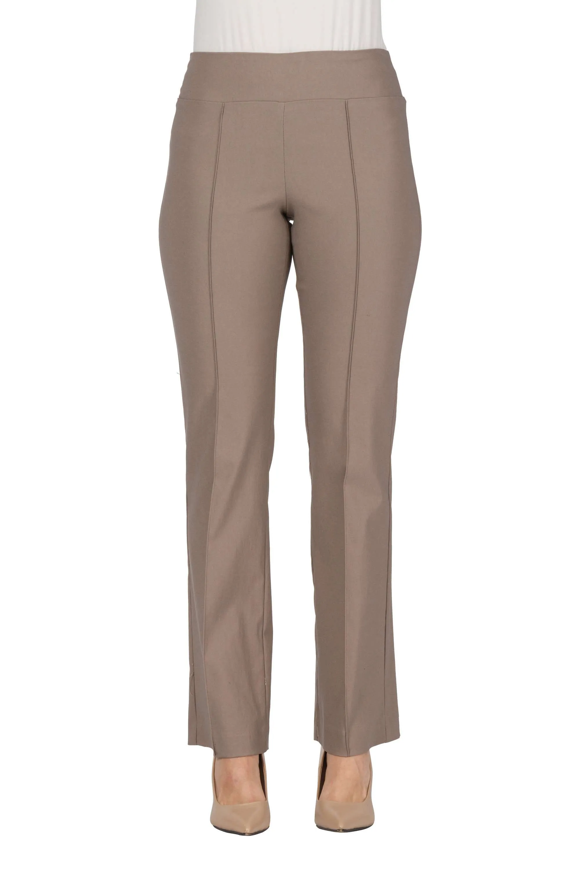 Women's Pants Tan Taupe Stretch Comfort Fabric Flattering Fit Our best Seller Made In Canada Yvonne Marie Boutiques