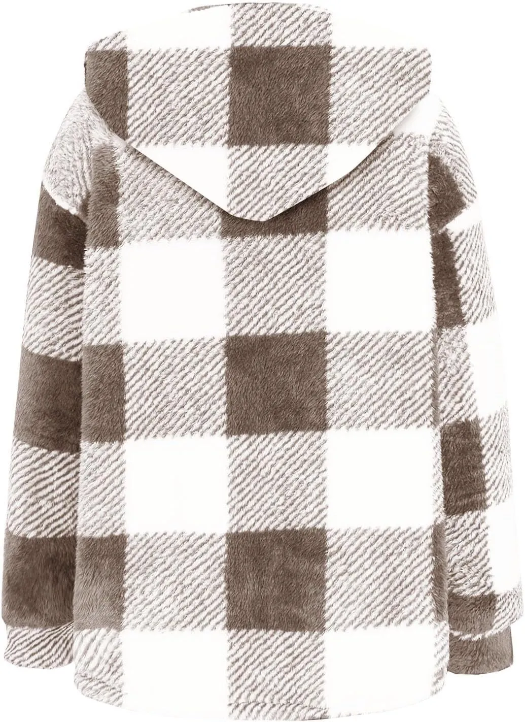 Womens Plaid Shacket Fleece Sherpa Lined Jackets Hooded Long Sleeve Fuzzy Button Down Cardigan Trendy Winter Coats