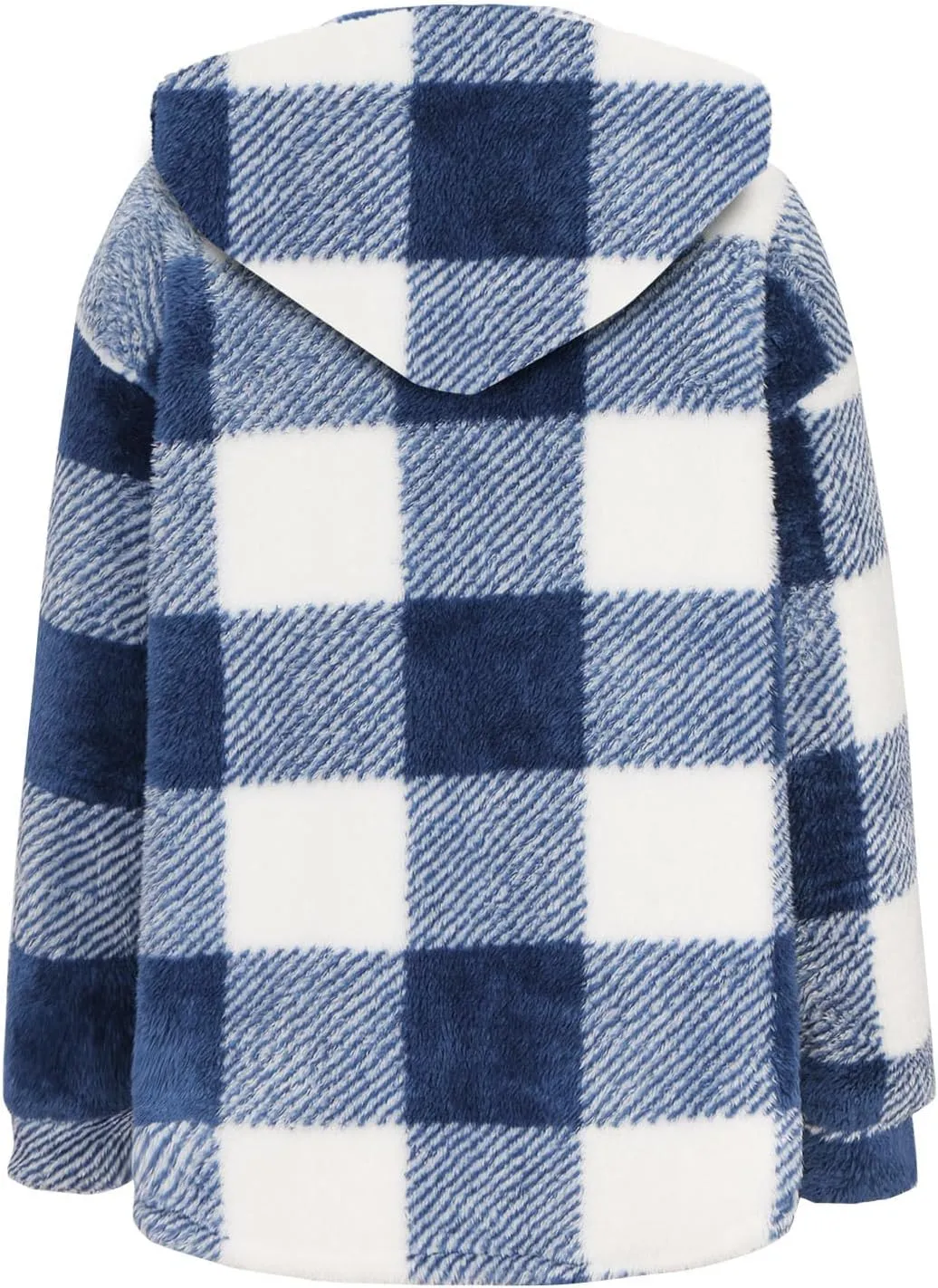 Womens Plaid Shacket Fleece Sherpa Lined Jackets Hooded Long Sleeve Fuzzy Button Down Cardigan Trendy Winter Coats
