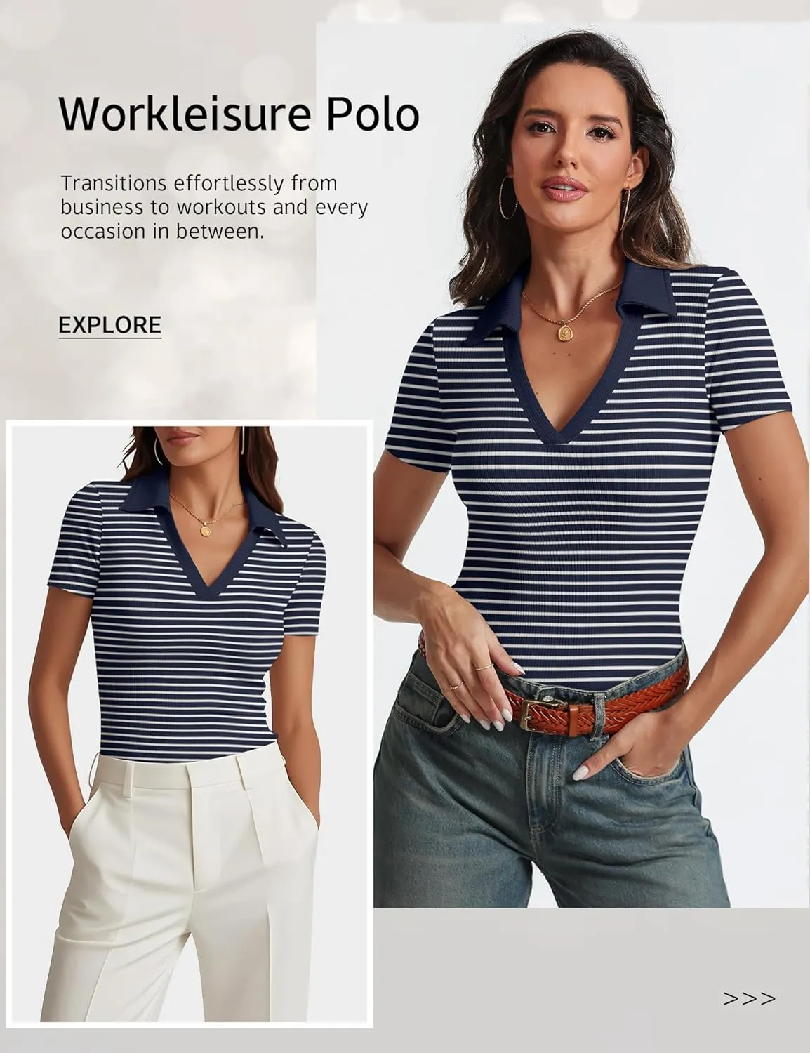 Womens Short Sleeve Business Casual Tops Summer V Neck Polo Work Shirts 2025 Fitted Basic Collared Shirt