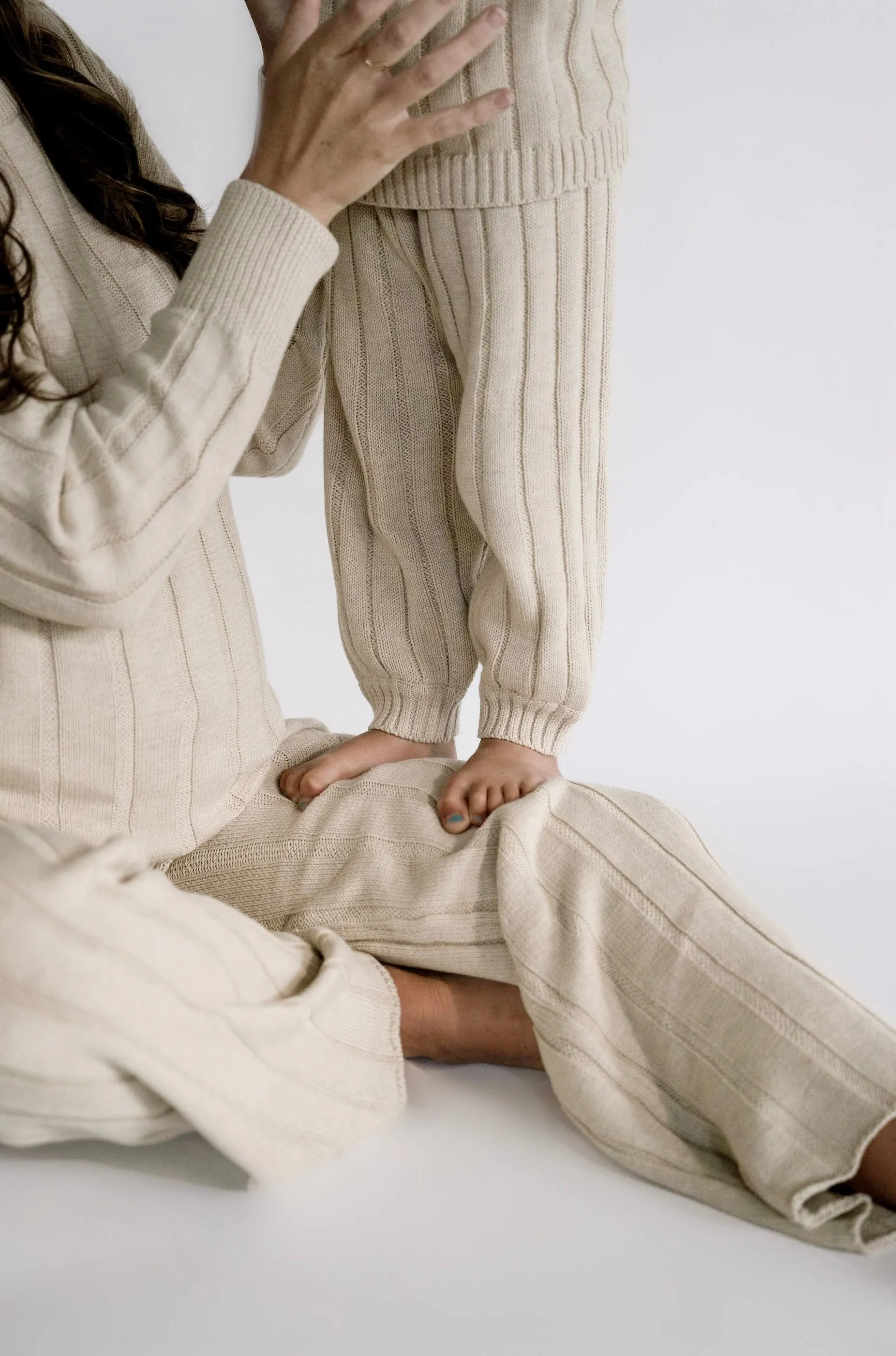 Women’s Wide Ribbed Knit Pant ‘Biscotti’