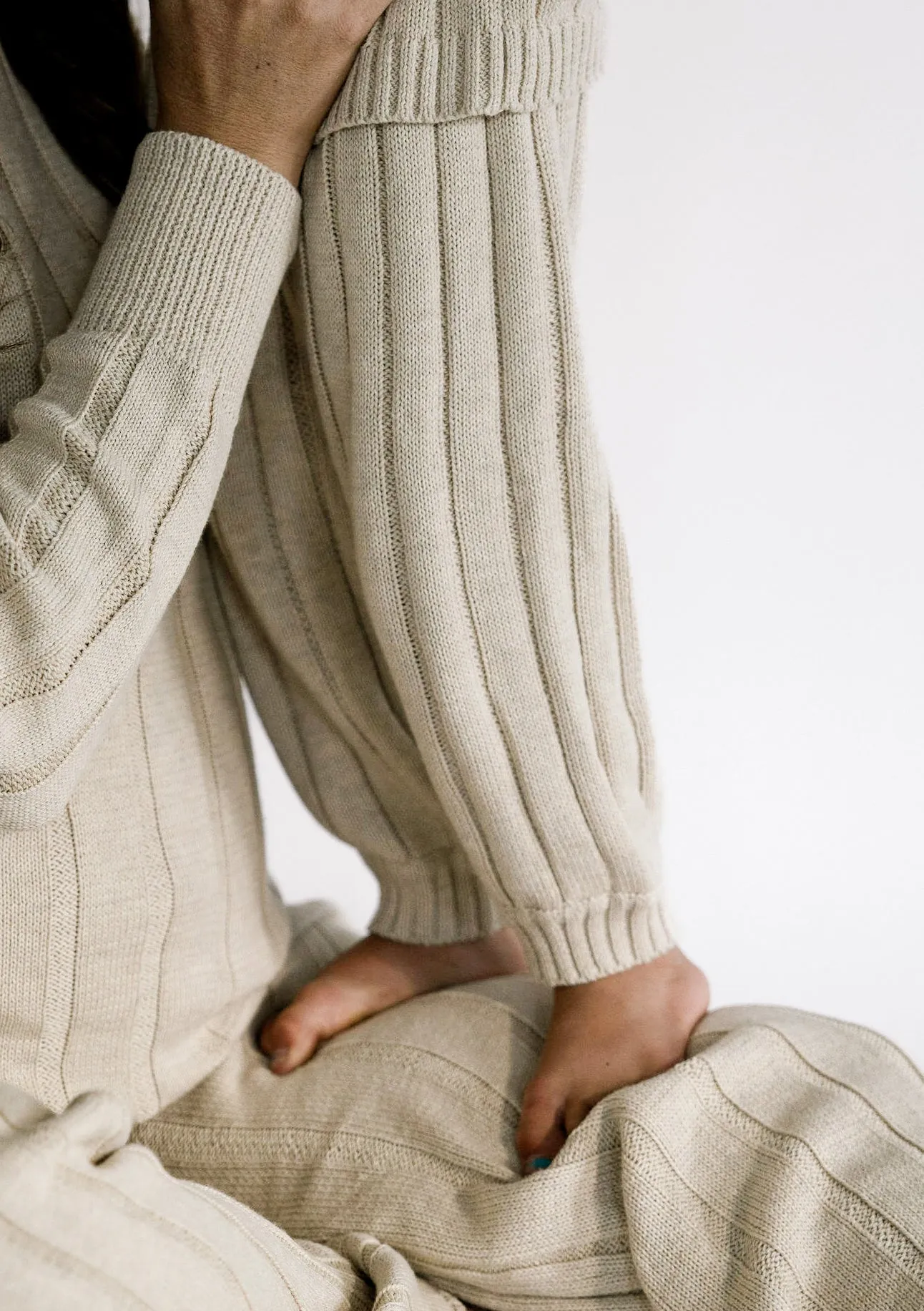 Women’s Wide Ribbed Knit Pant ‘Biscotti’