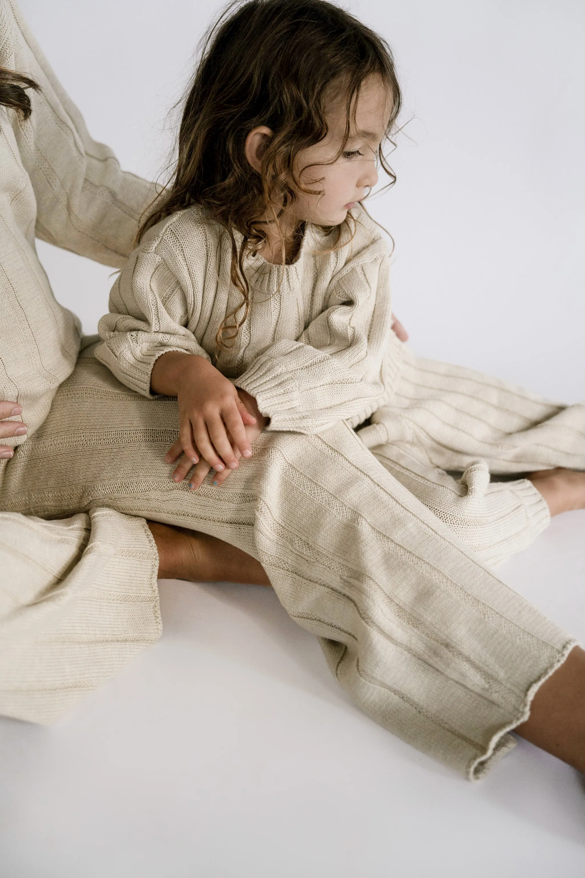 Women’s Wide Ribbed Knit Pant ‘Biscotti’