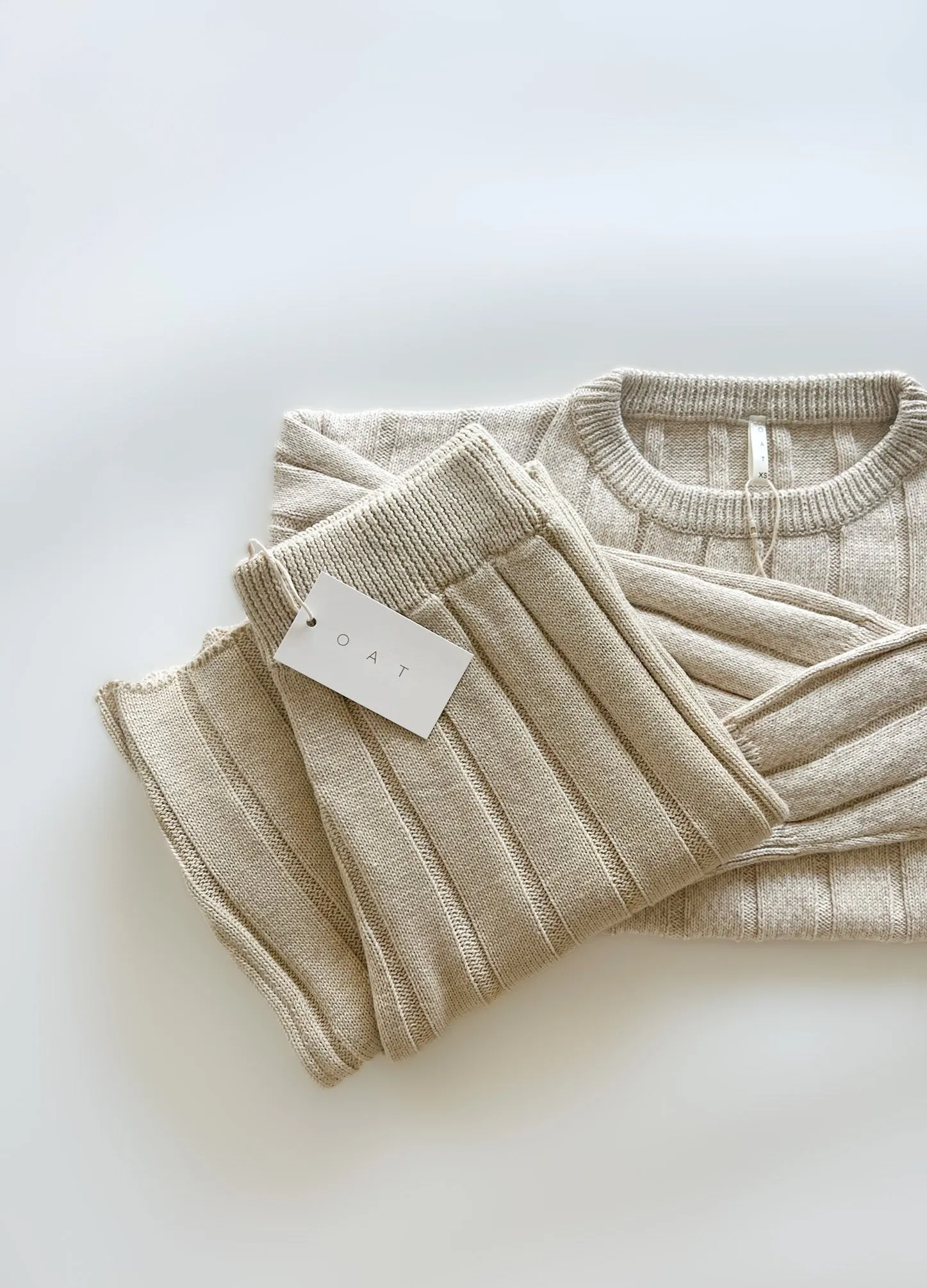 Women’s Wide Ribbed Knit Pant ‘Biscotti’