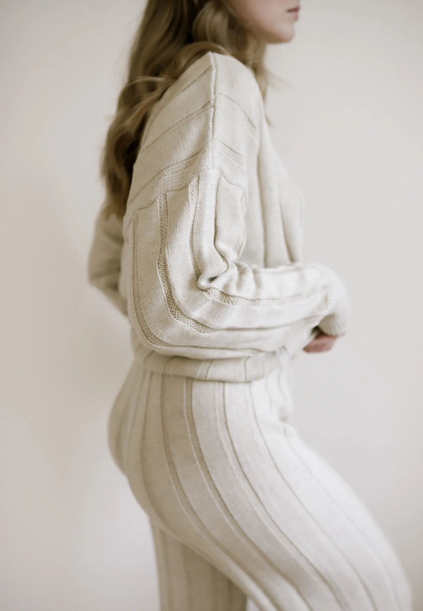 Women’s Wide Ribbed Knit Pant ‘Biscotti’