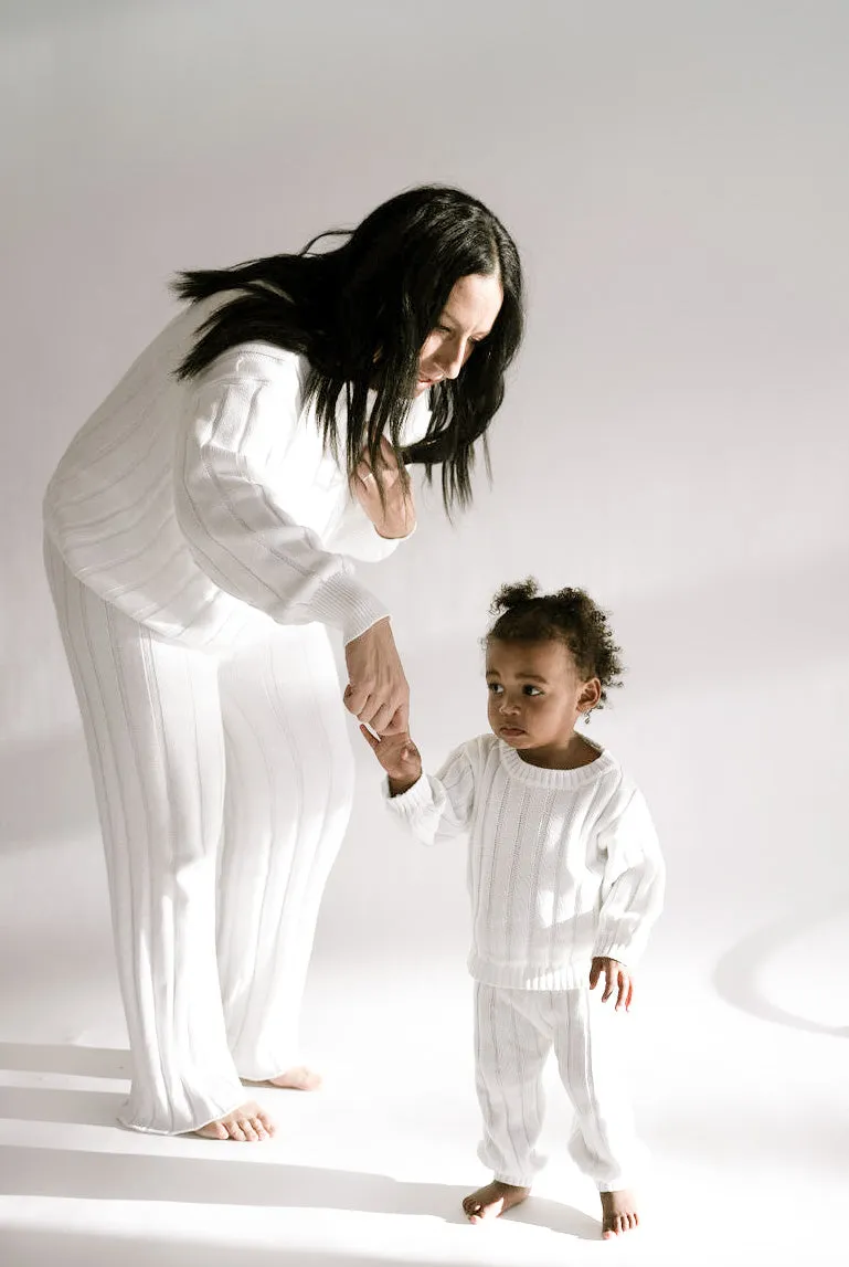 Women’s Wide Ribbed Knit Pant ‘Dove’