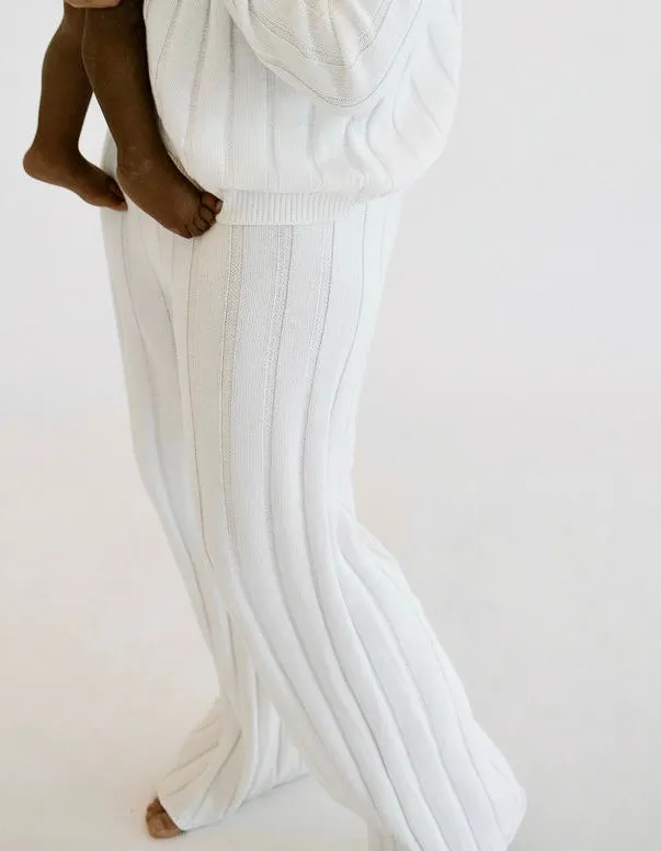 Women’s Wide Ribbed Knit Pant ‘Dove’