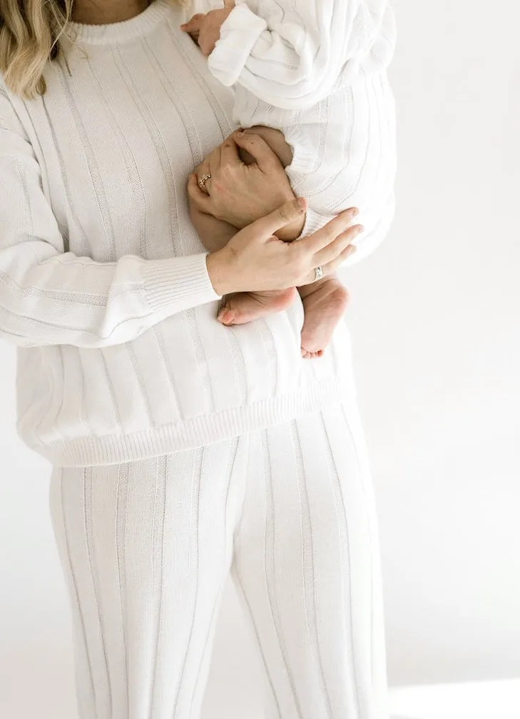 Women’s Wide Ribbed Knit Pant ‘Dove’