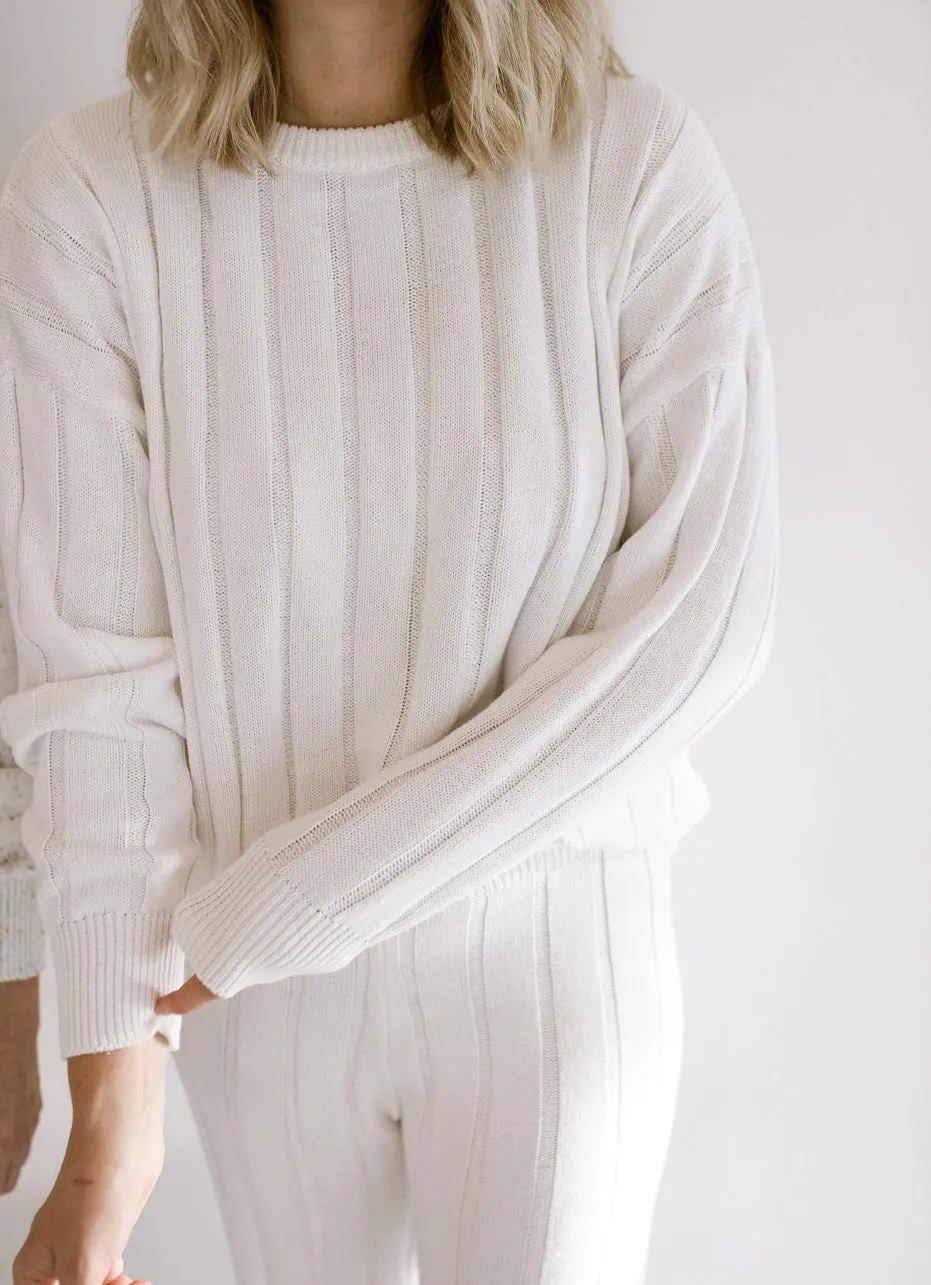 Women’s Wide Ribbed Knit Pant ‘Dove’